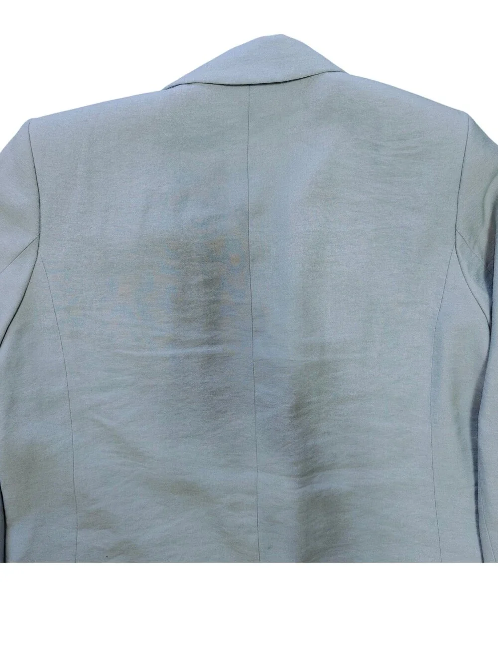 Zara Satin Effect Blazer Open Front Light Baby Blue Pastel Jacket Work  Size M